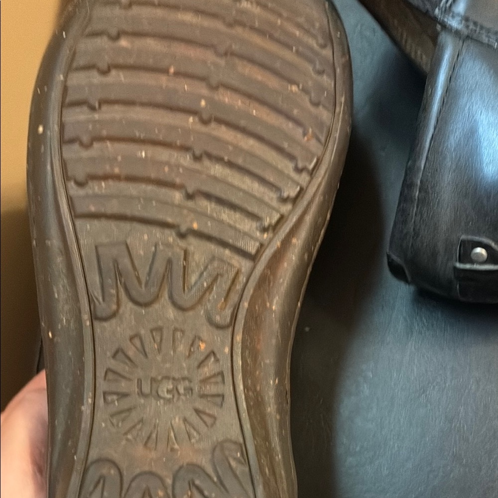 UGG Black Leather Slip-On Shoes - Picture 3 of 4